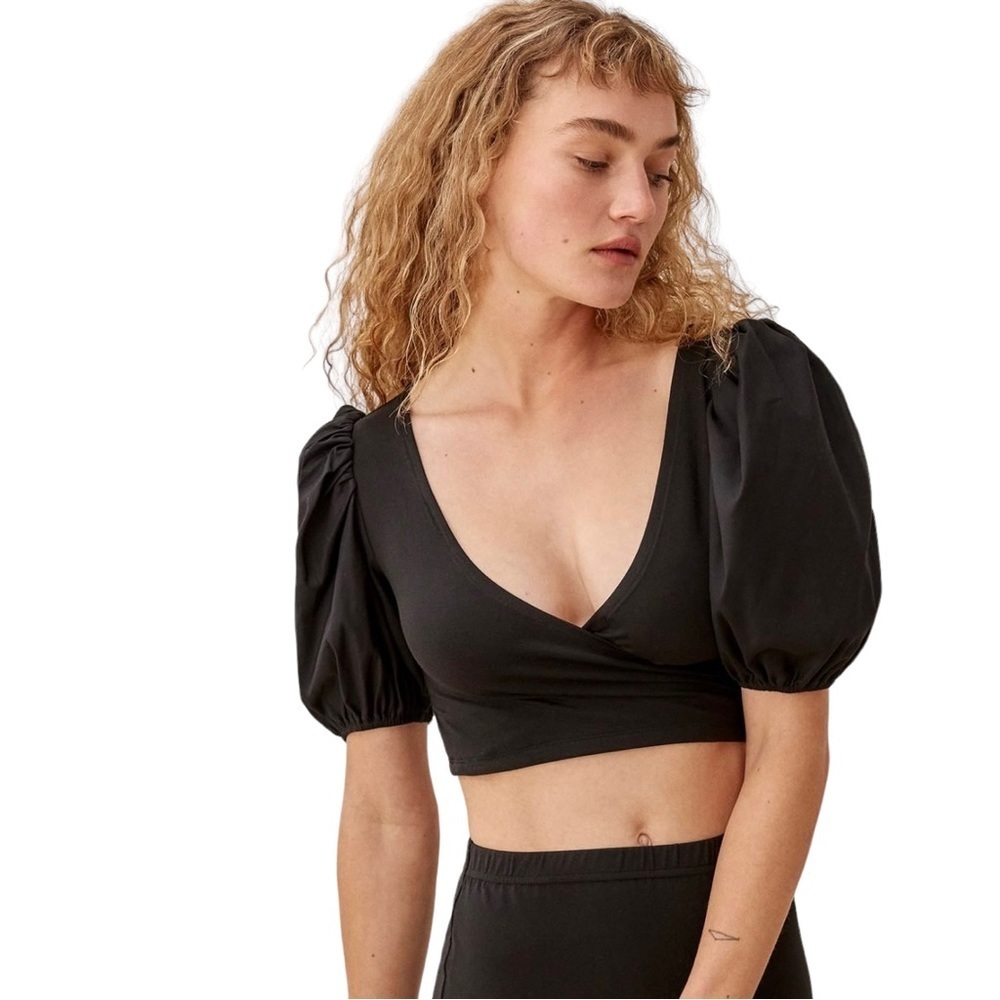 REFORMATION Kathryn Cropped Wrap Blouse - Picture 2 of 10